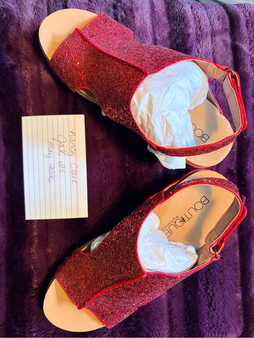 Corkys Red Glitter Slingback Sandals